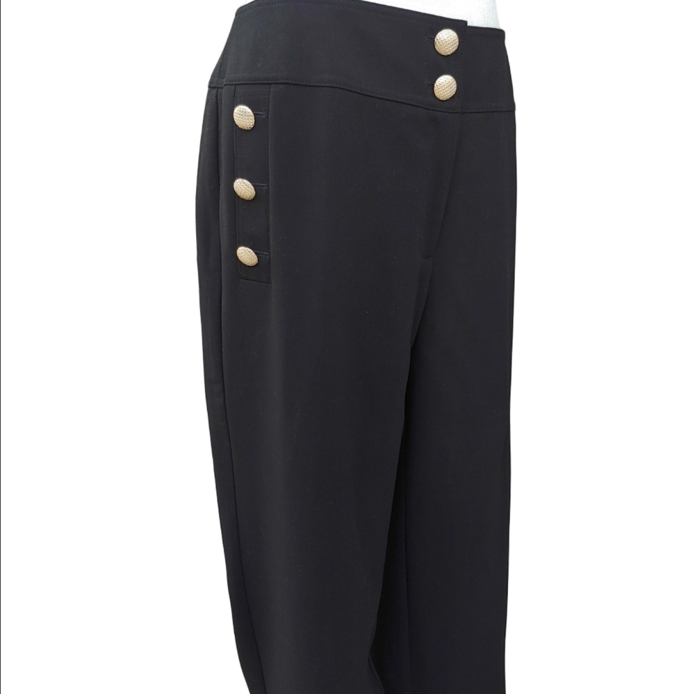 Chico's Nautical Black Dress Cropped Pants with Button Detail size 2.5 (14) NWT - Picture 5 of 17